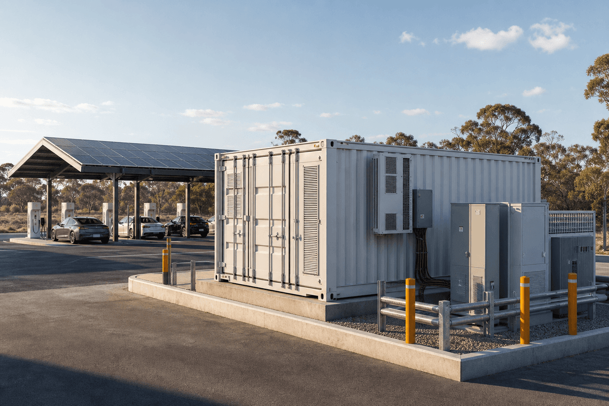 1.5MWh EV Charging Station Buffer - 750kW LFP Container BESS deployed in an international application environment