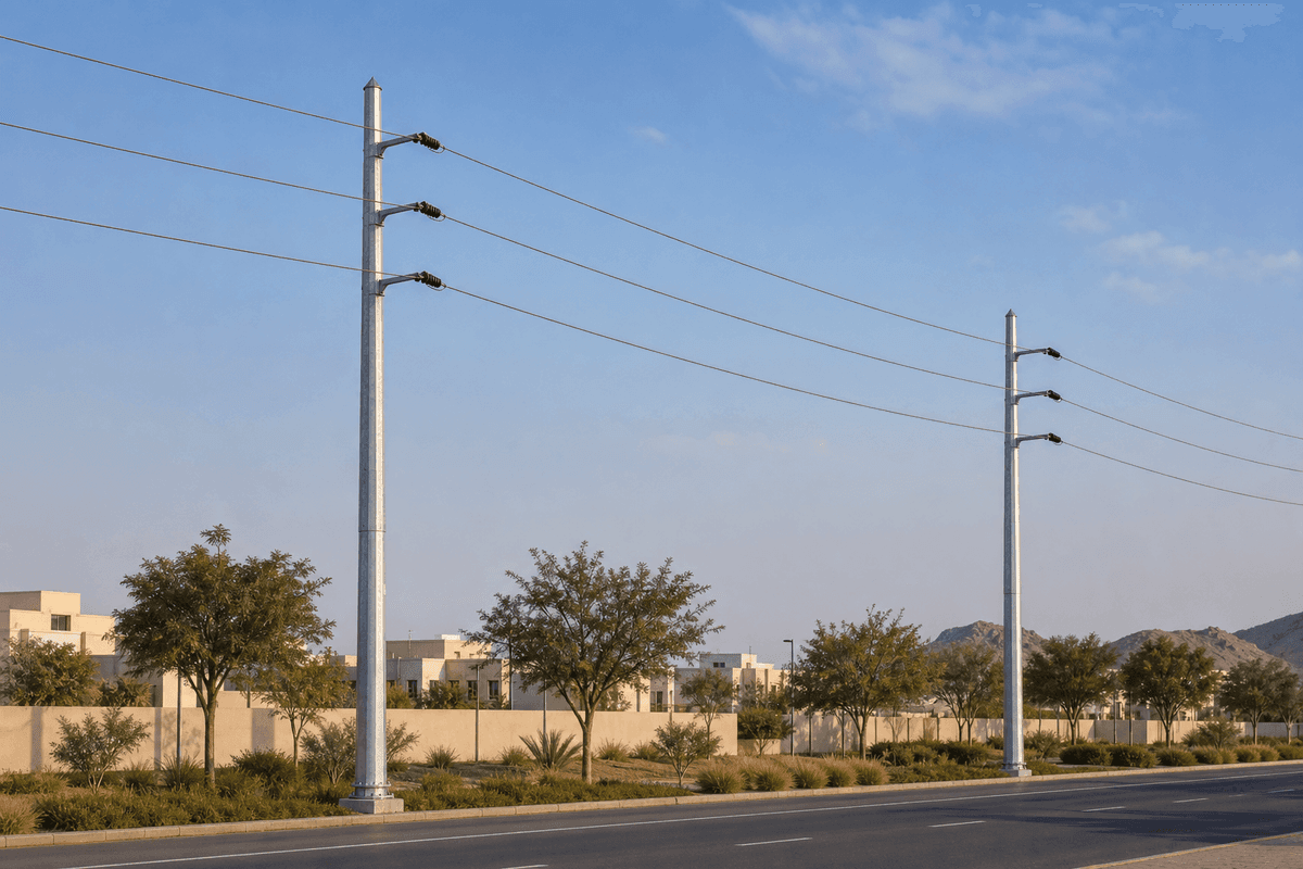 15m 10kV Octagonal Urban Distribution Pole - Steel Monopole for Scenic City Feeders deployed in an international application environment