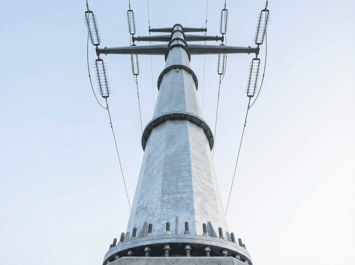 40m 220kV 도데카곤(12각) 송전 철탑 - 더블 회로 강재 모노폴 deployed in an international application environment