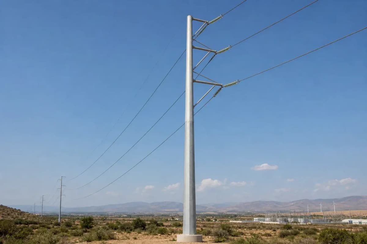 35m 66kV Octagonal Tangent Tower Slip-Joint - Single-Circuit Transmission Pole deployed in an international application environment