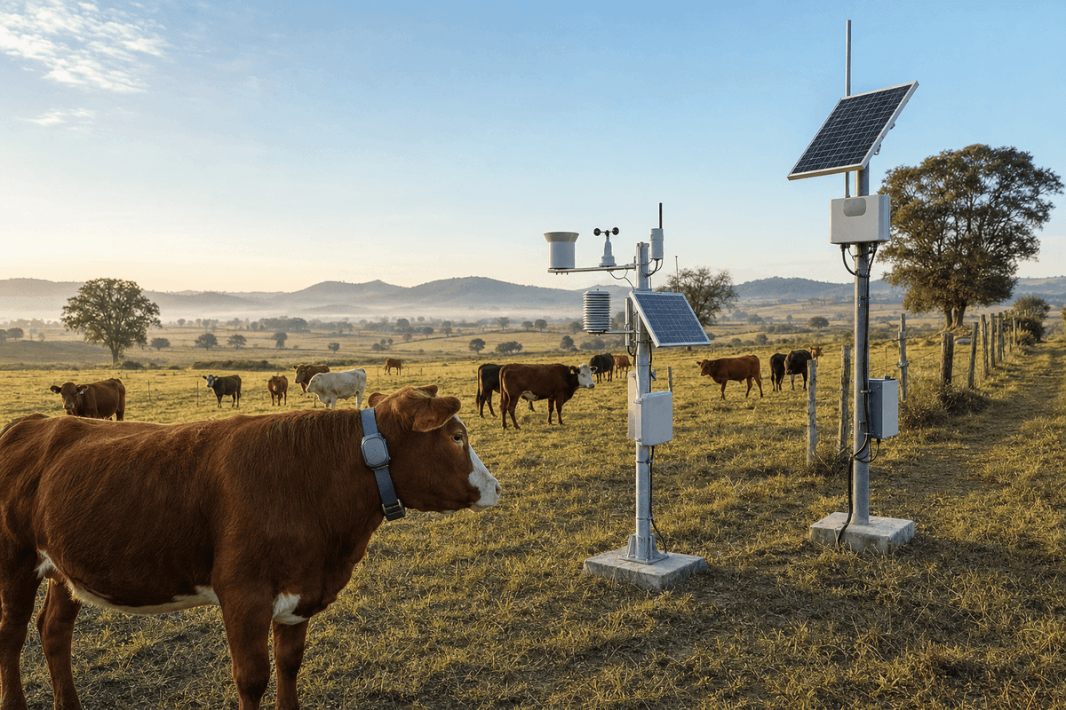 Cattle Ranch GPS Tracking 200ha - LoRaWAN Livestock & Weather Monitoring deployed in an international application environment
