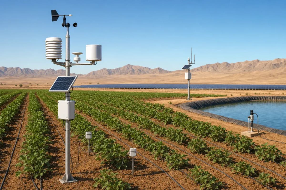 Desert Reclamation Solar+Agriculture 36ha - 500 kW NB-IoT Monitoring deployed in an international application environment