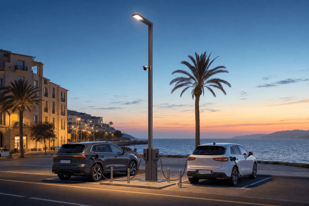 10m EV Charging Hub 3-in-1 - Intelligent Urban Infrastructure deployed in an international application environment