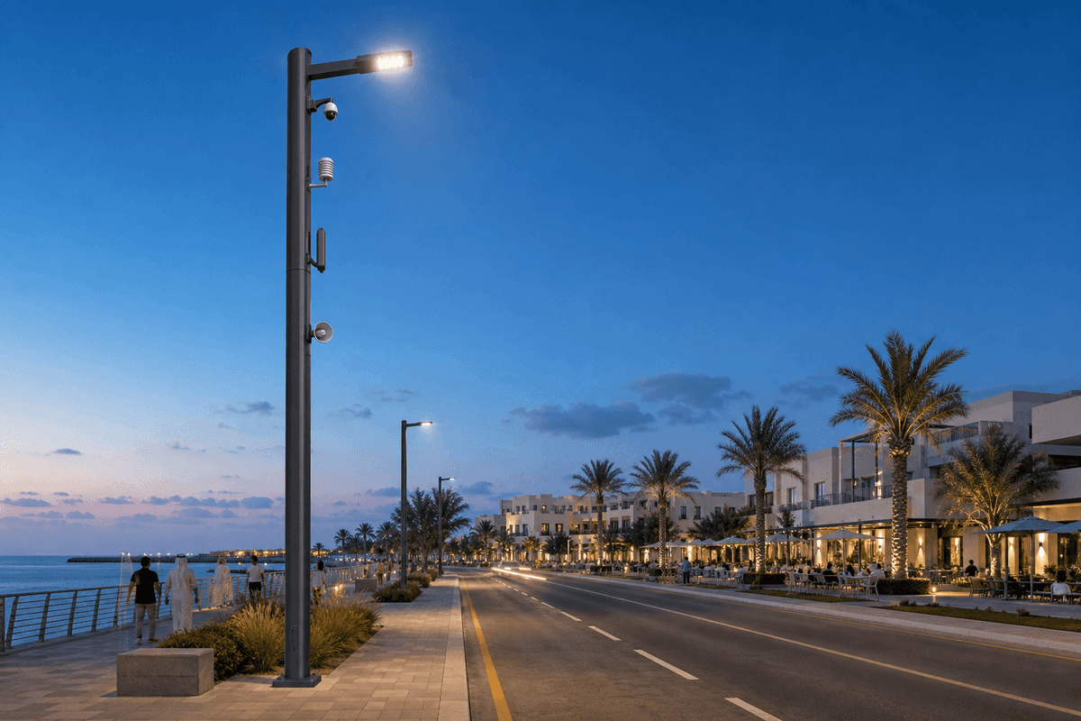 10m Smart City 5-in-1 Standard — Integrated Smart Pole System deployed in an international application environment