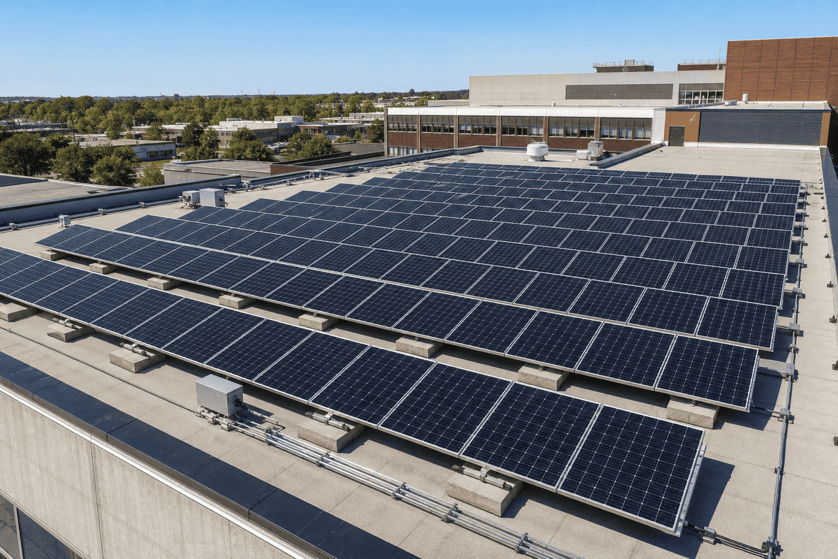 Sistema solar fotovoltaico en azotea de 200kW para escuelas y hospitales - arreglo fijo Mono TOPCon