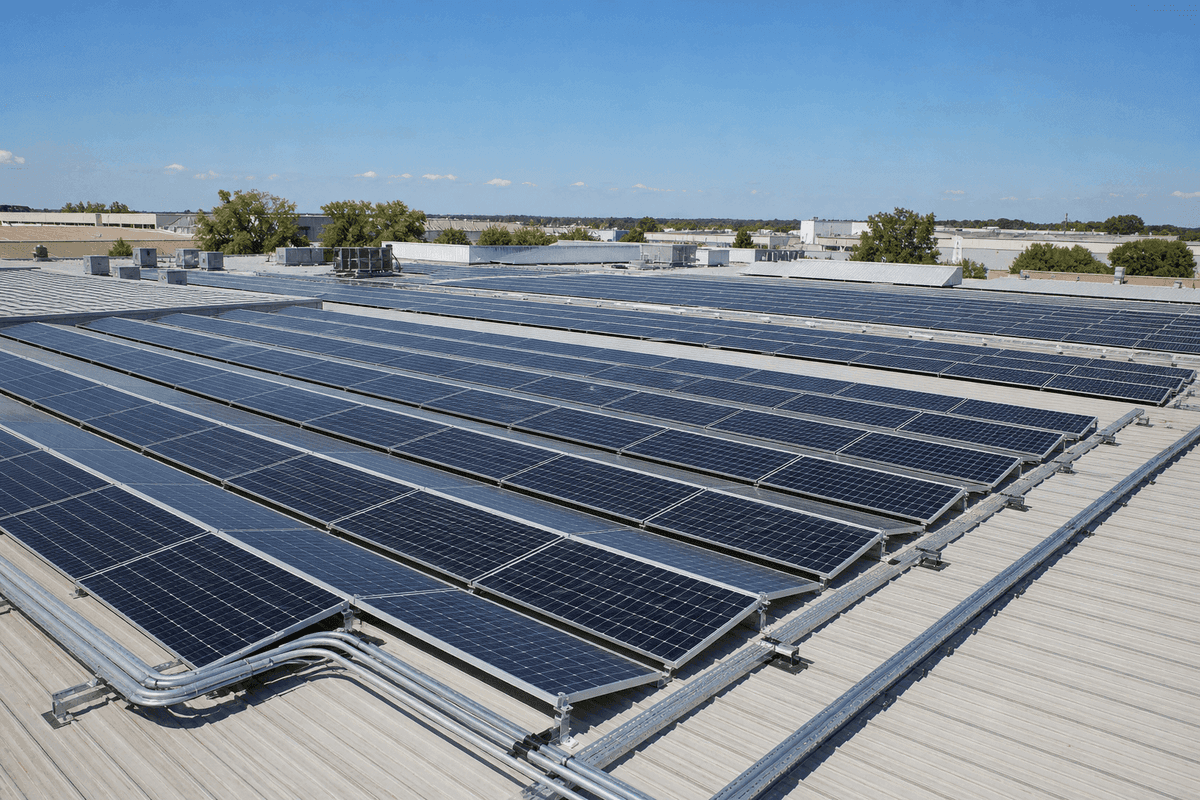 Sistema FV de techo metálico industrial de 300kW - EPC llave en mano TOPCon