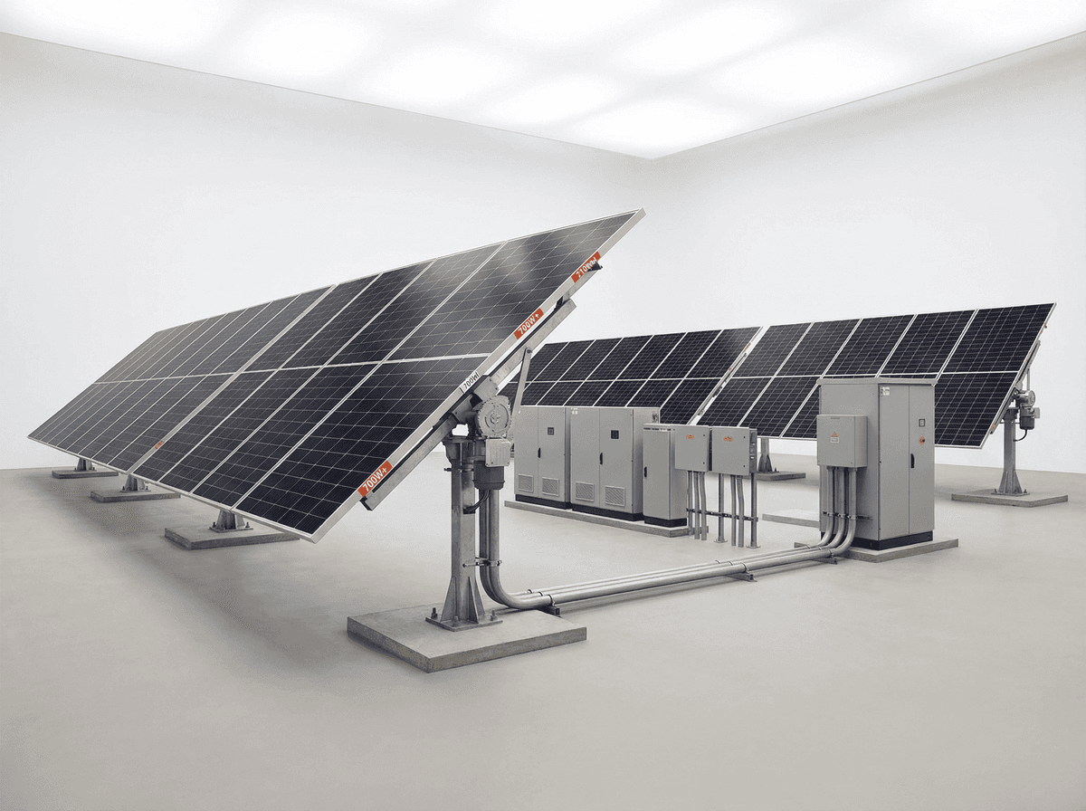 500kW Ground Mount TOPCon Dual-Axis Solar PV System - Maximum Yield Tracking deployed in an international application environment
