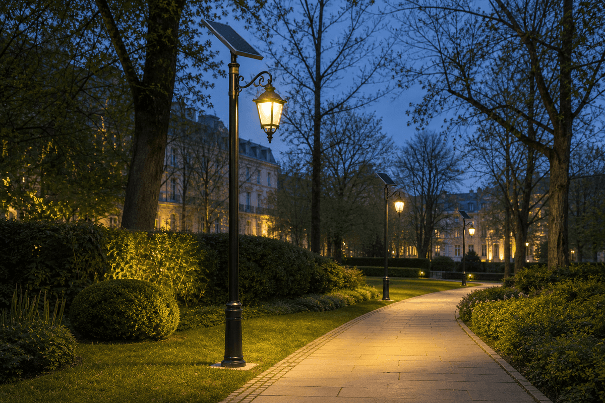 3m European Classic Garden Light 15W - Temperate Solar Lighting deployed in an international application environment