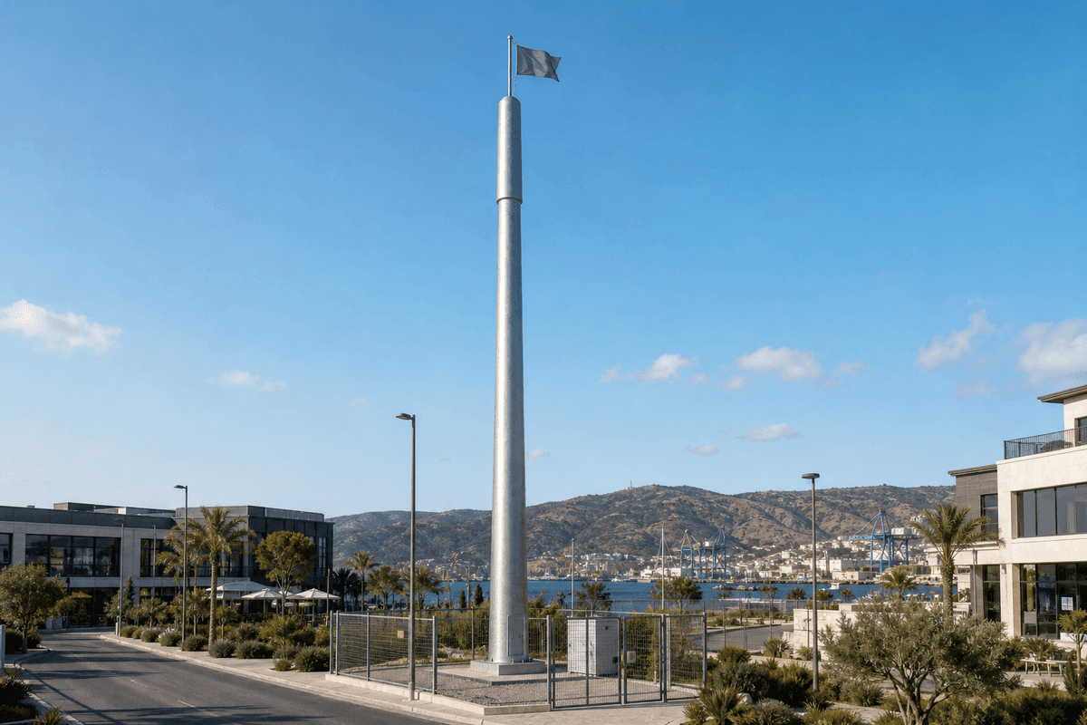 20m Flagpole Concealed Commercial District - 3-Antenna Stealth Tower deployed in an international application environment