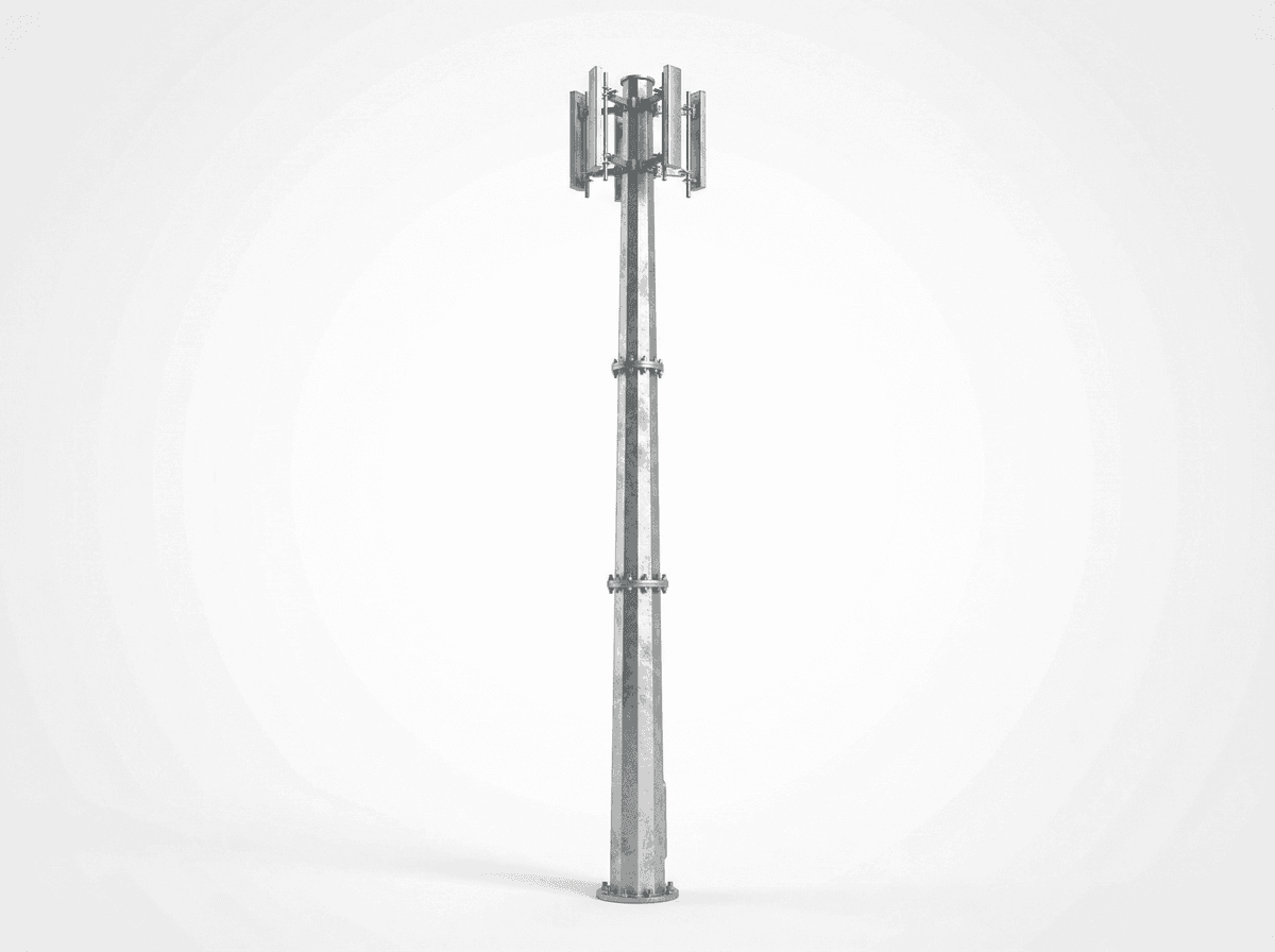 Monopolo tubular de cobertura em rodovia de 50m - Torre de tubo de aço com 12 antenas deployed in an international application environment