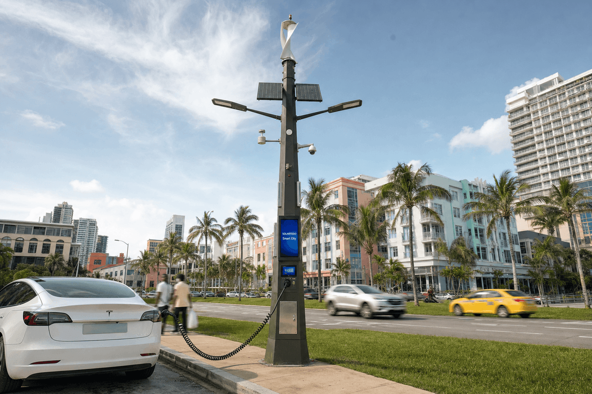 ممرات كمبالا المعرضة للفيضانات والجاهزية لـ 5G: دليل تكوين Smart Streetlight الهجين بارتفاع 13m