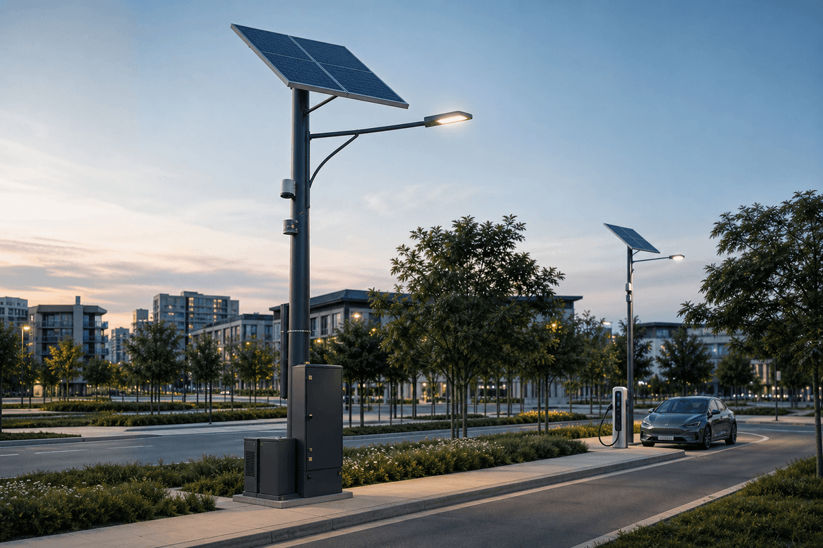 Lampadaires intelligents solaires hybrides : réseau plus alimentation PV…