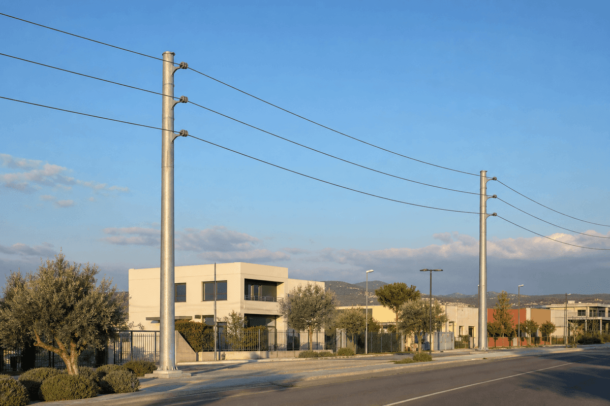 15m 10kV Distribution Single Circuit Tangent Tower - Urban Grid Backbone deployed in an international application environment