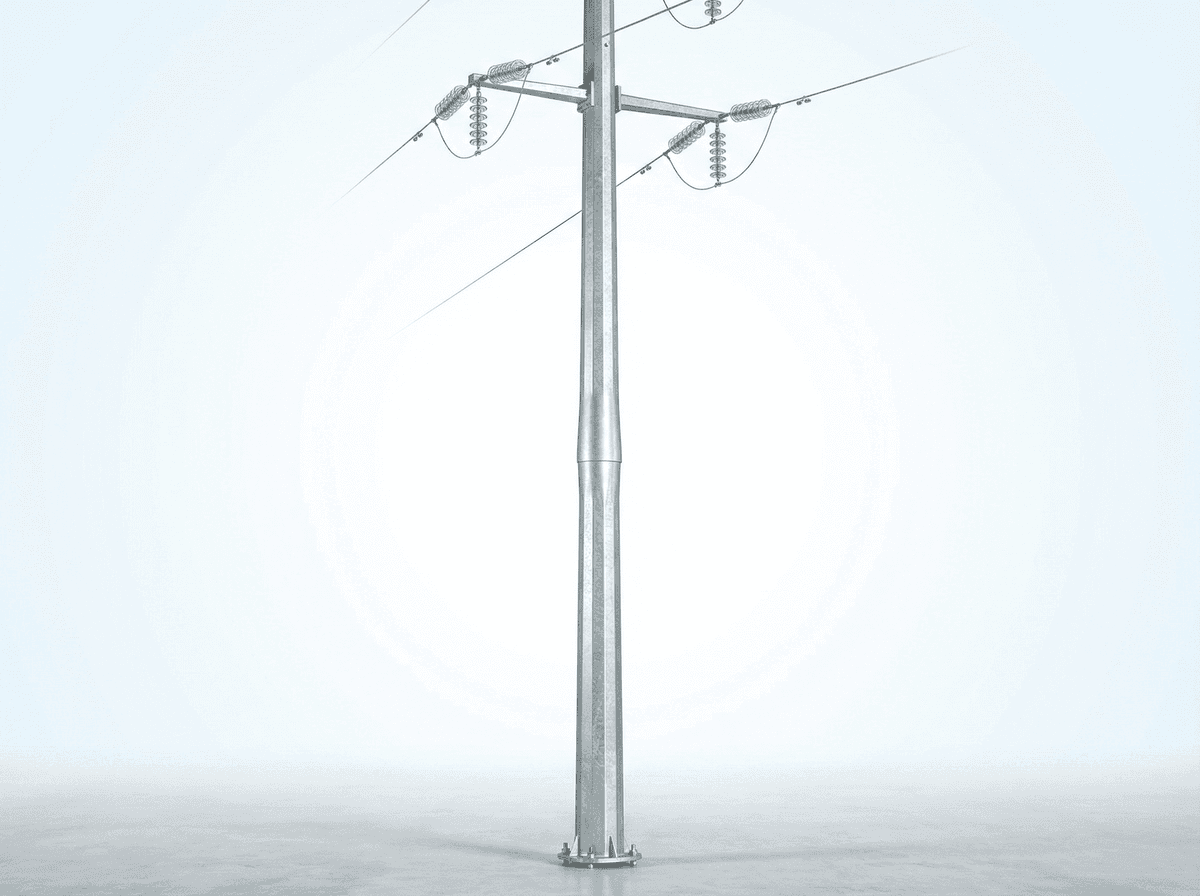 18m 10kV 테이퍼드 모노폴 어반 에스테틱 슬립-조인트 - 이중 회로 강철 배전용 폴