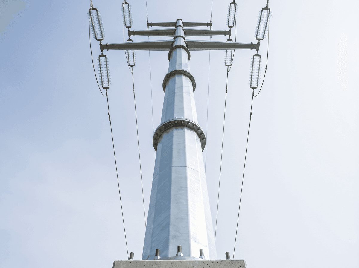 40m 220kV 12각(도데카곤) 송전 철탑 플랜지형 - 더블 회로 강재 모노폴 deployed in an international application environment
