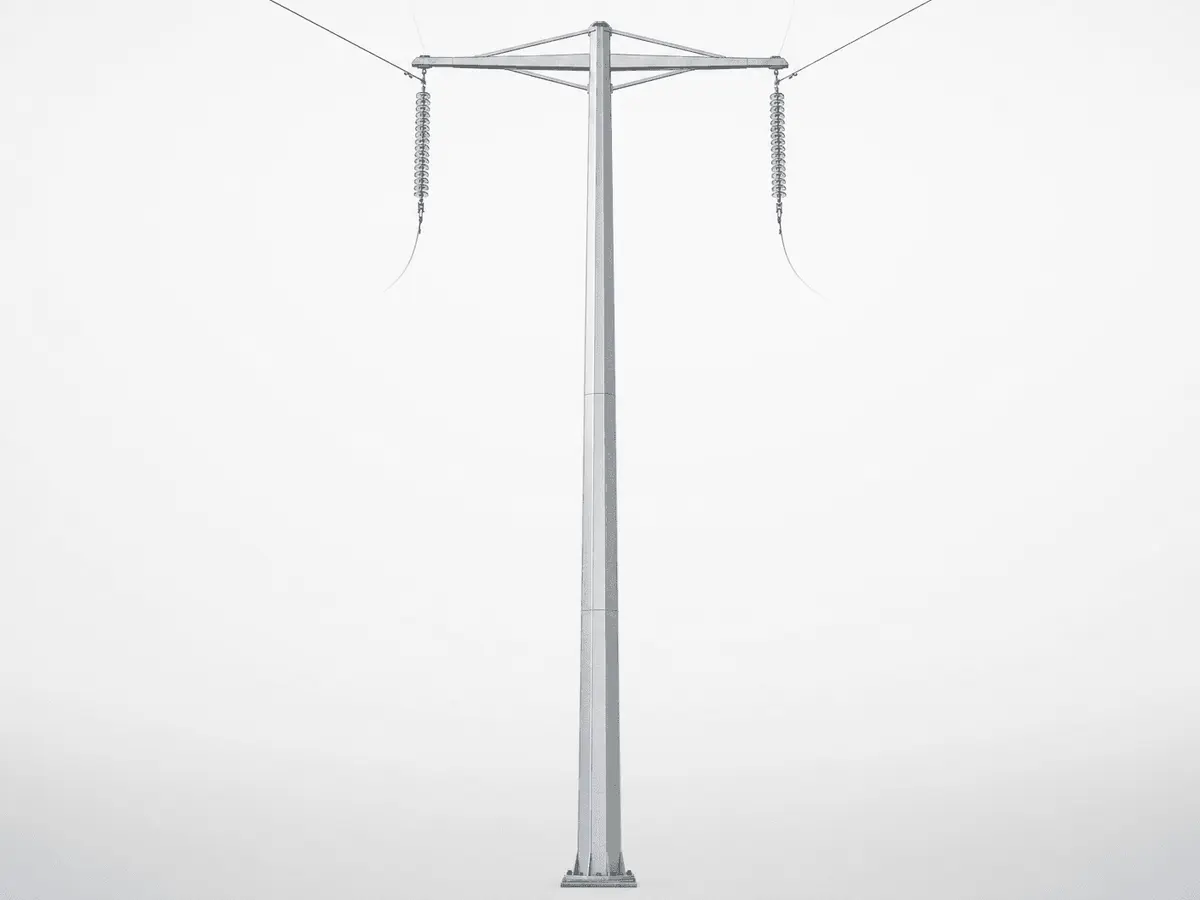 عمود نقل 220kV منزلق مفصلي بزاوية 12 (Dodecagonal) بارتفاع 40m - عمود فولاذي أحادي مزدوج الدارة deployed in an international application environment