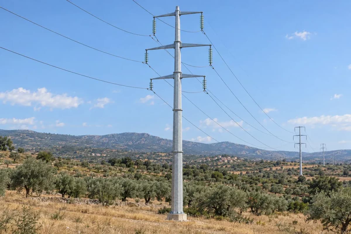 40m 110kV Tapered Monopole Transmission Flanged - Dual-Circuit Steel Pole deployed in an international application environment