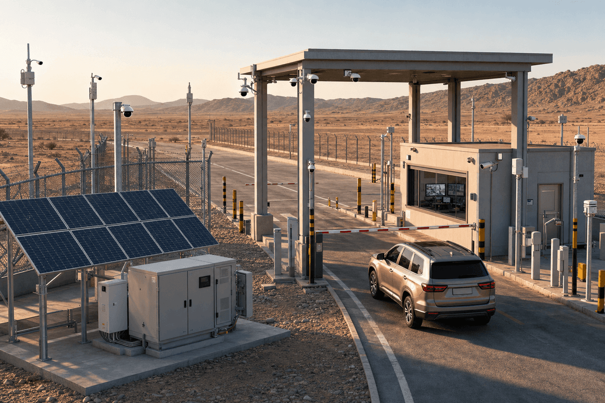Border Checkpoint 32-Zone Off-Grid - 16 Cameras, 32 Detectors deployed in an international application environment