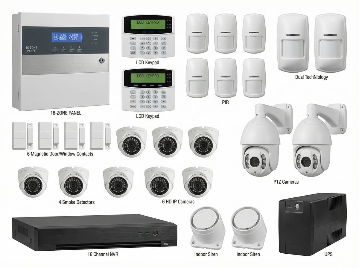 Système de sécurité hybride à alimentation secteur 16 zones pour petit bureau - Intrusion & surveillance améliorées par IA deployed in an international application environment