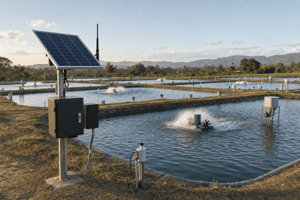 Smart Aquaculture Solution - Solar-Powered Fish Farm Monitoring deployed in an international application environment