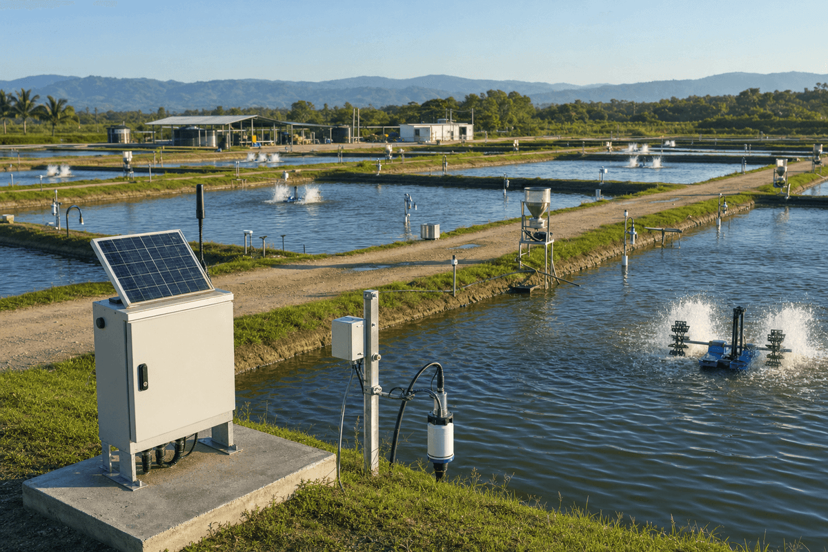 Aqua-Sense Pro - Solar-Powered Aquaculture Monitoring System deployed in an international application environment
