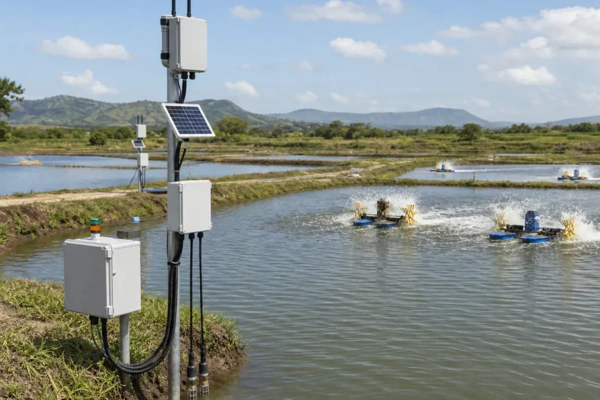 Aquaculture Fish Farm 7ha - 9-Sensor LoRaWAN Water Quality Monitoring deployed in an international application environment