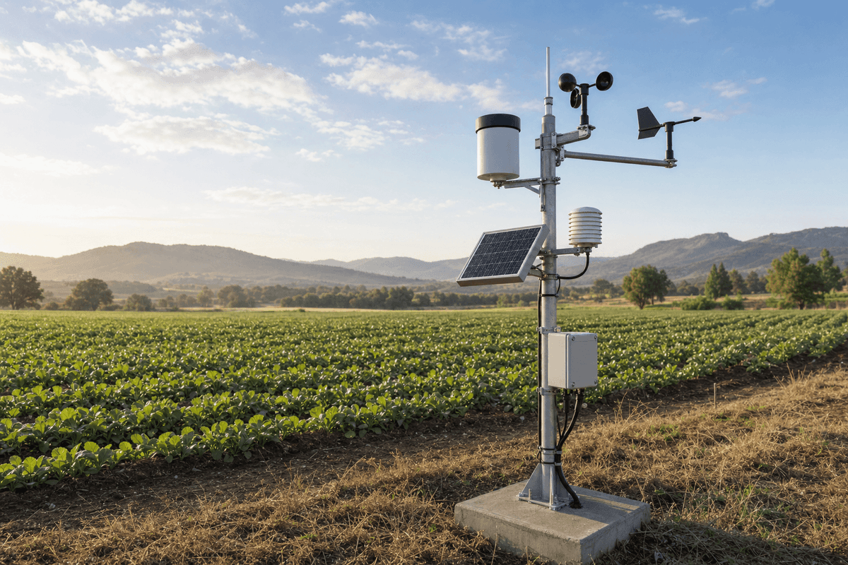 Basic Weather Station 10ha - Solar-Powered LoRaWAN Agricultural IoT Monitor deployed in an international application environment