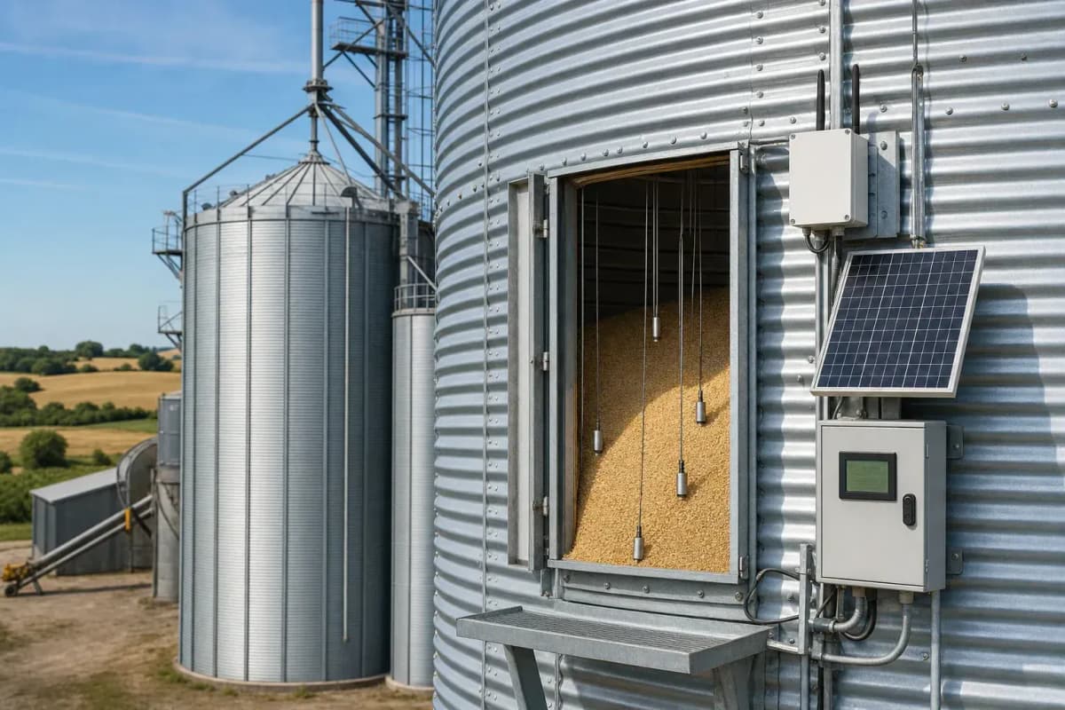 Grain Storage Monitoring 6ha - NB-IoT Silo Monitoring for 5,000 Tons deployed in an international application environment