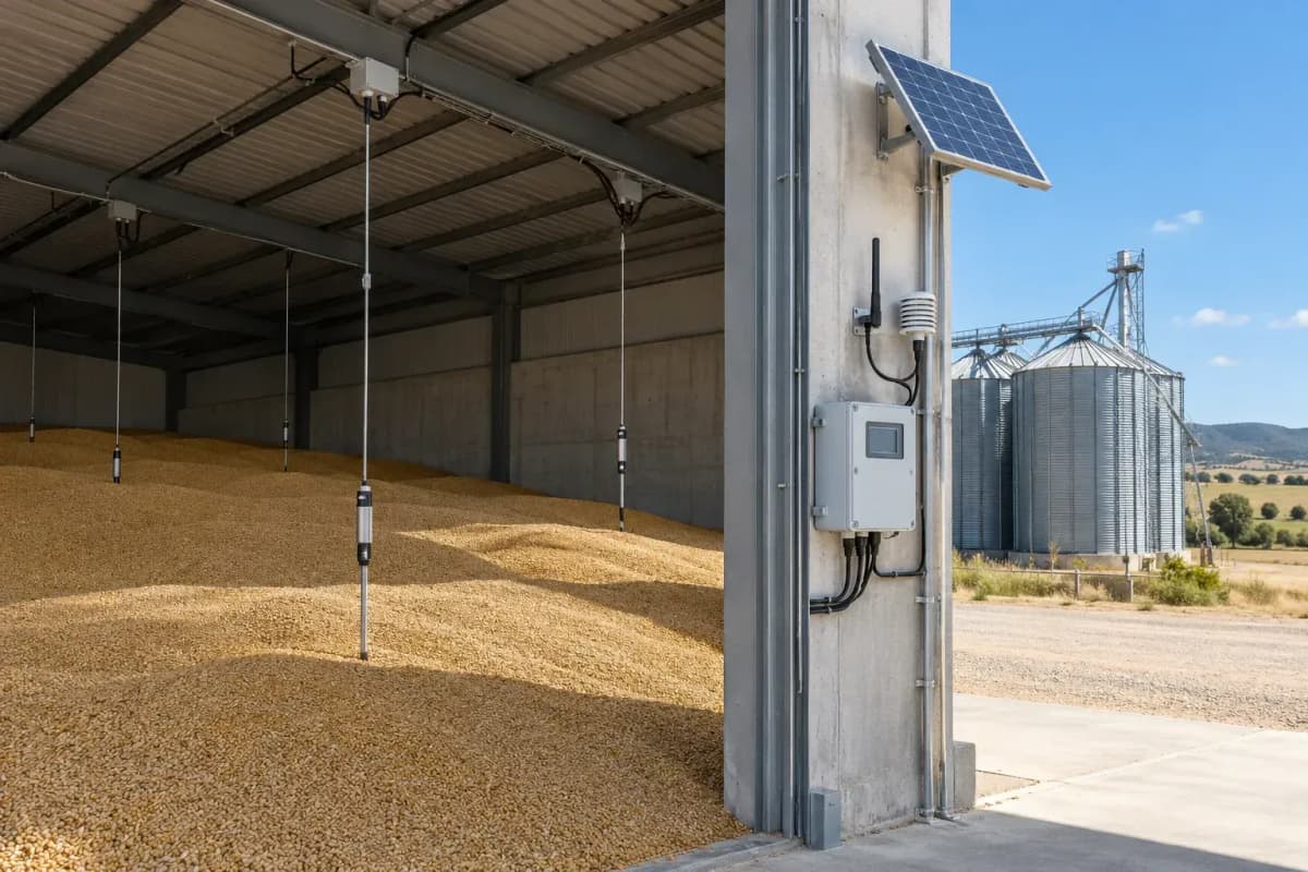 Grain Storage Monitoring 6ha - 12-Sensor 4G Solar Silo IoT System deployed in an international application environment