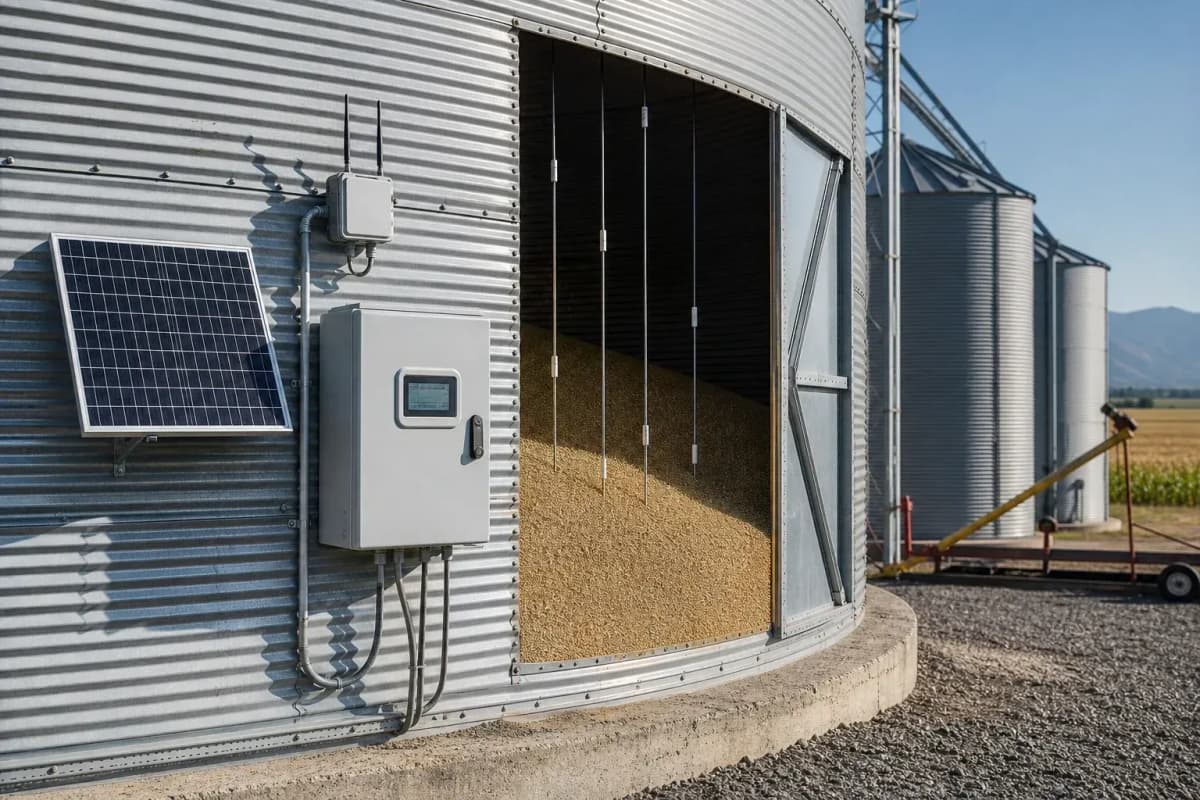 Grain Storage Monitoring 6ha - 10-Sensor Solar 4G Silo System deployed in an international application environment