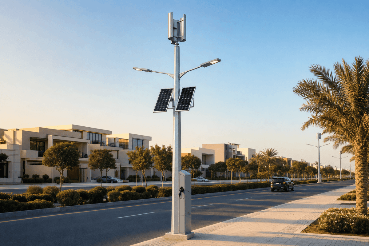 11m Wind-Solar Hybrid Smart Pole - Urban Arterial deployed in an international application environment