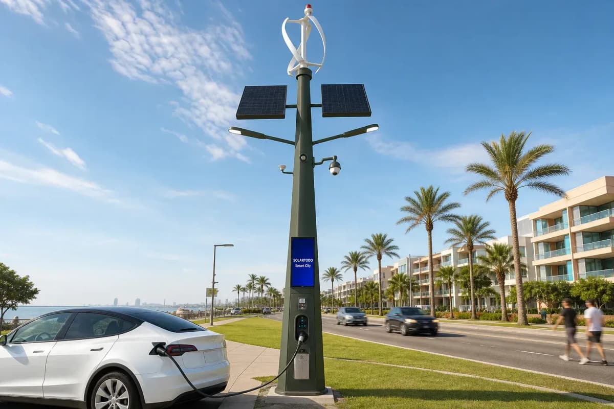 14m Wind-Solar Hybrid Smart Pole - Urban Arterial deployed in an international application environment