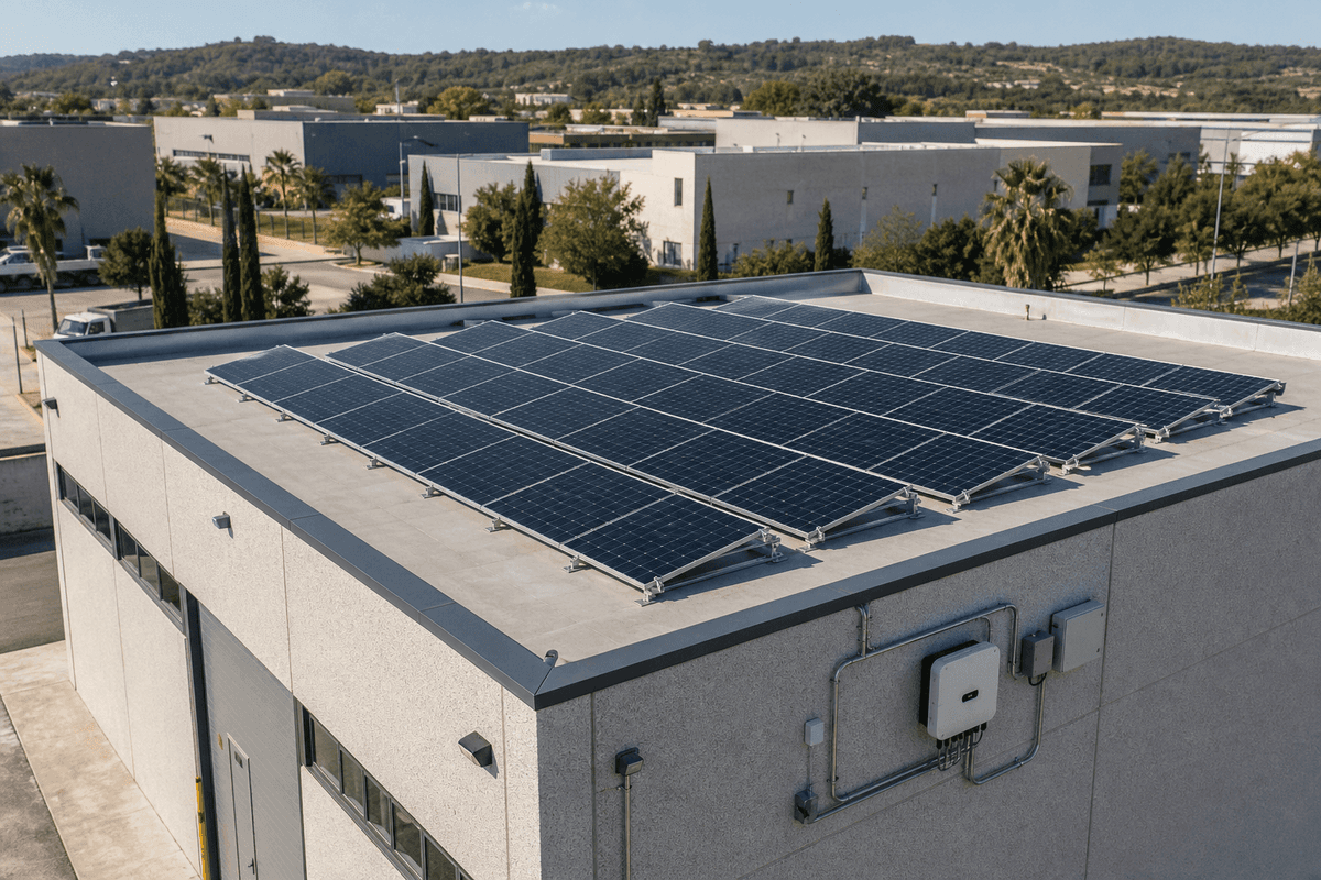 11kW Small Commercial Rooftop TOPCon Fixed - 15 Degree PV System deployed in an international application environment
