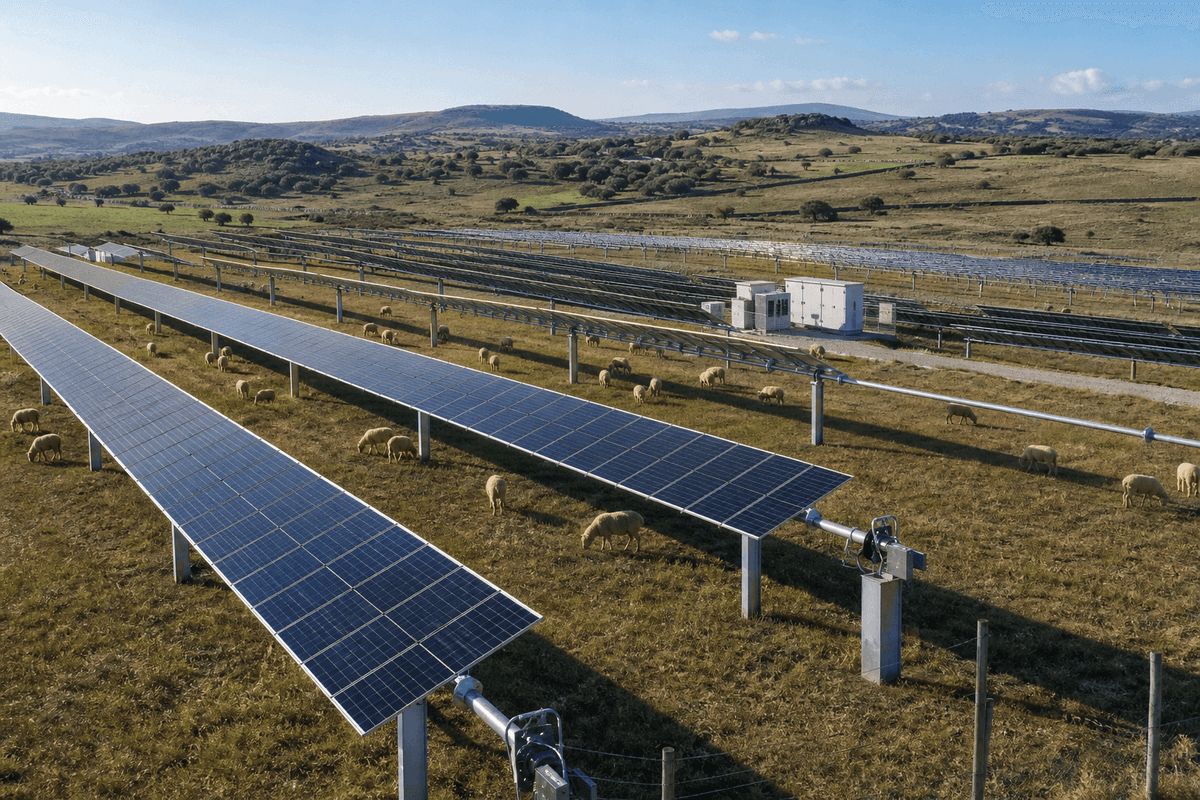 1MW Pastoral-Solar Ground Mount - Bifacial 1-Axis Tracker deployed in an international application environment
