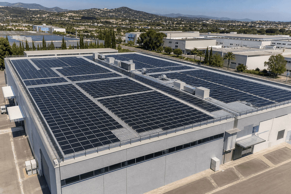200kW Factory Roof TOPCon Fixed Solar PV System — 24% Efficiency, Industrial Rooftop deployed in an international application environment