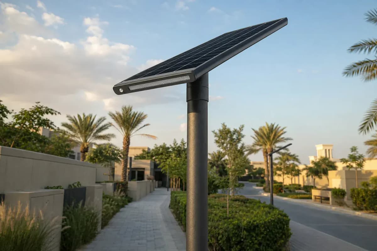 4.2m All-in-One Solar Streetlight 30W - 7-Day Subtropical Autonomy deployed in an international application environment