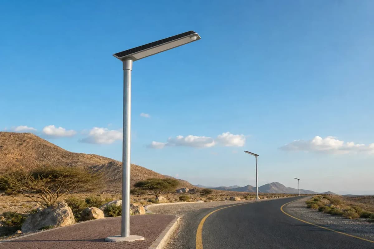 7m All-in-One Security Streetlight 47W - Desert Solar Security Lighting deployed in an international application environment