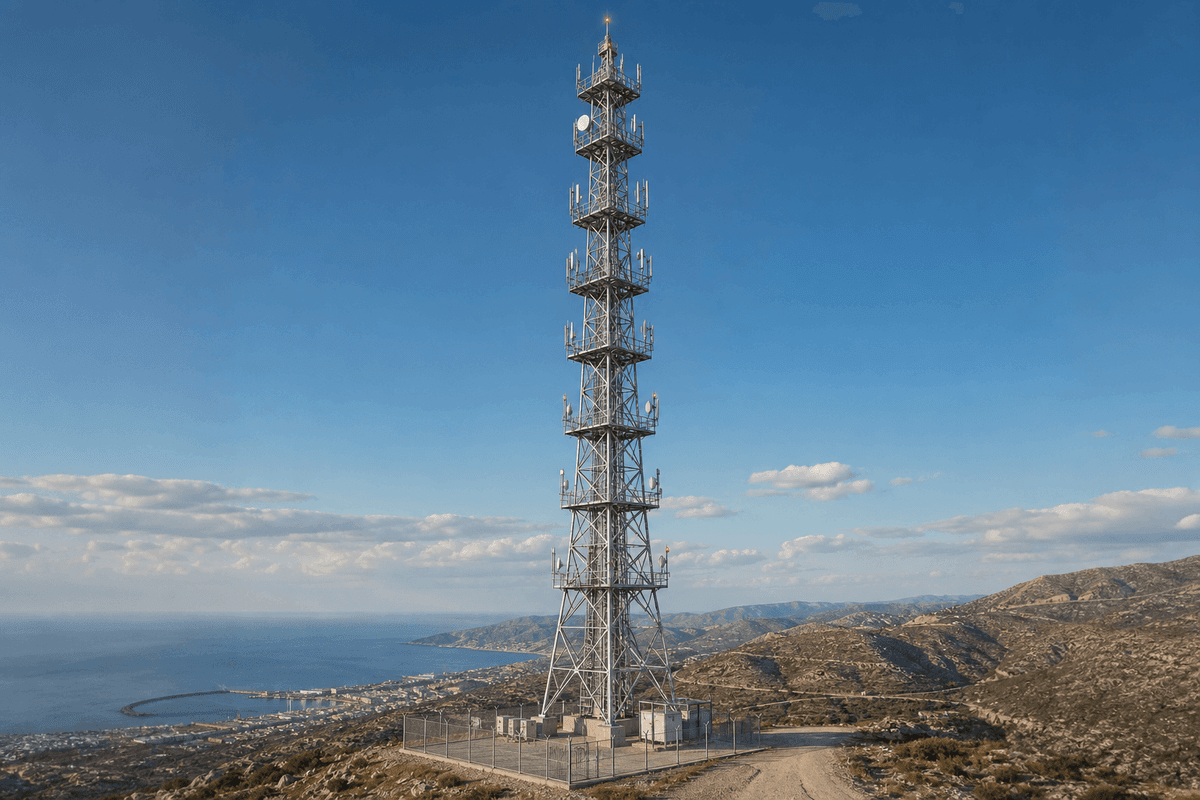 120m Heavy-Duty Broadcast Tower with Integrated Elevator deployed in an international application environment