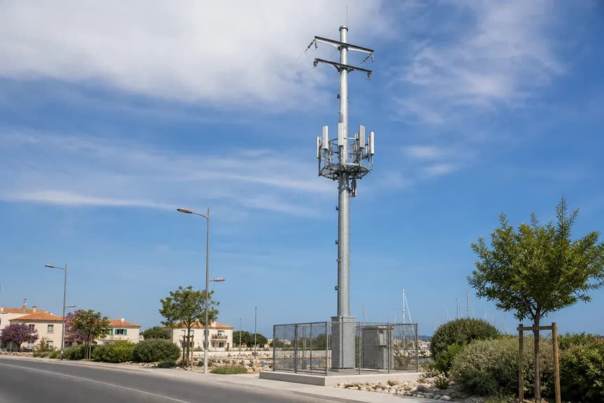 13m Joint-Use Utility Pole - Shared Flanged Telecom Monopole deployed in an international application environment