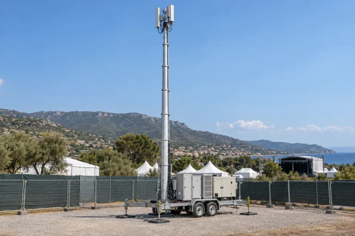 24m Rapid Deployment COW Event Coverage Slip-Joint - 39 m/s Mobile Telecom Tower deployed in an international application environment