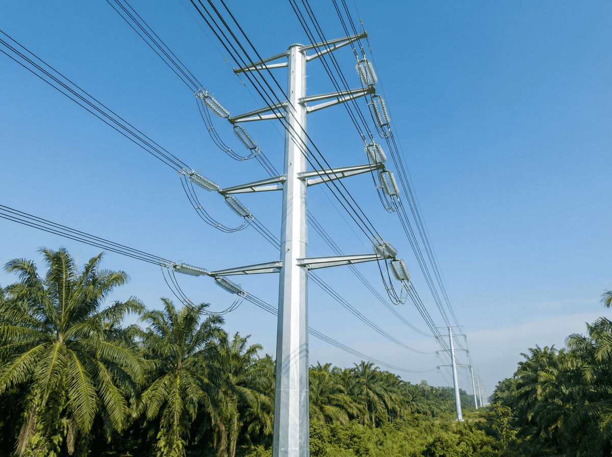 Étude de cas de projet en Malaisie — Poteau en acier octogonal de 12 m pour 220 kV