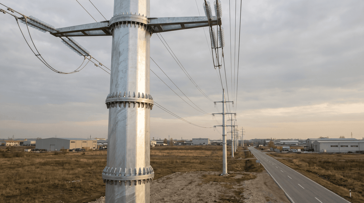 Estudo de Caso da Torre de Transmissão de Energia em Belgrado, Sérvia: 208 unidades de postes tubulares de aço de 35m para uma linha de 220kV de dupla-circuito