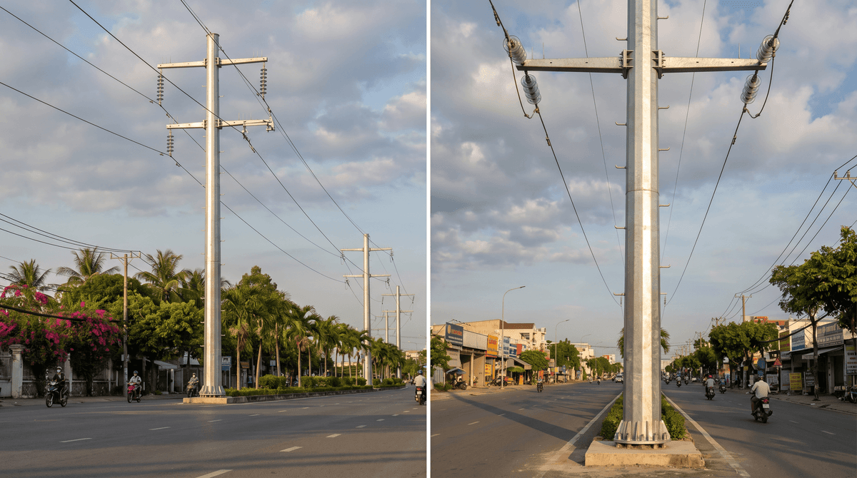 Análise do Mercado de Torres de Transmissão de Energia da Cidade de Ho Chi Minh: Guia de Configuração de Poste Tubular de Aço de 10kV com Circuito Duplo