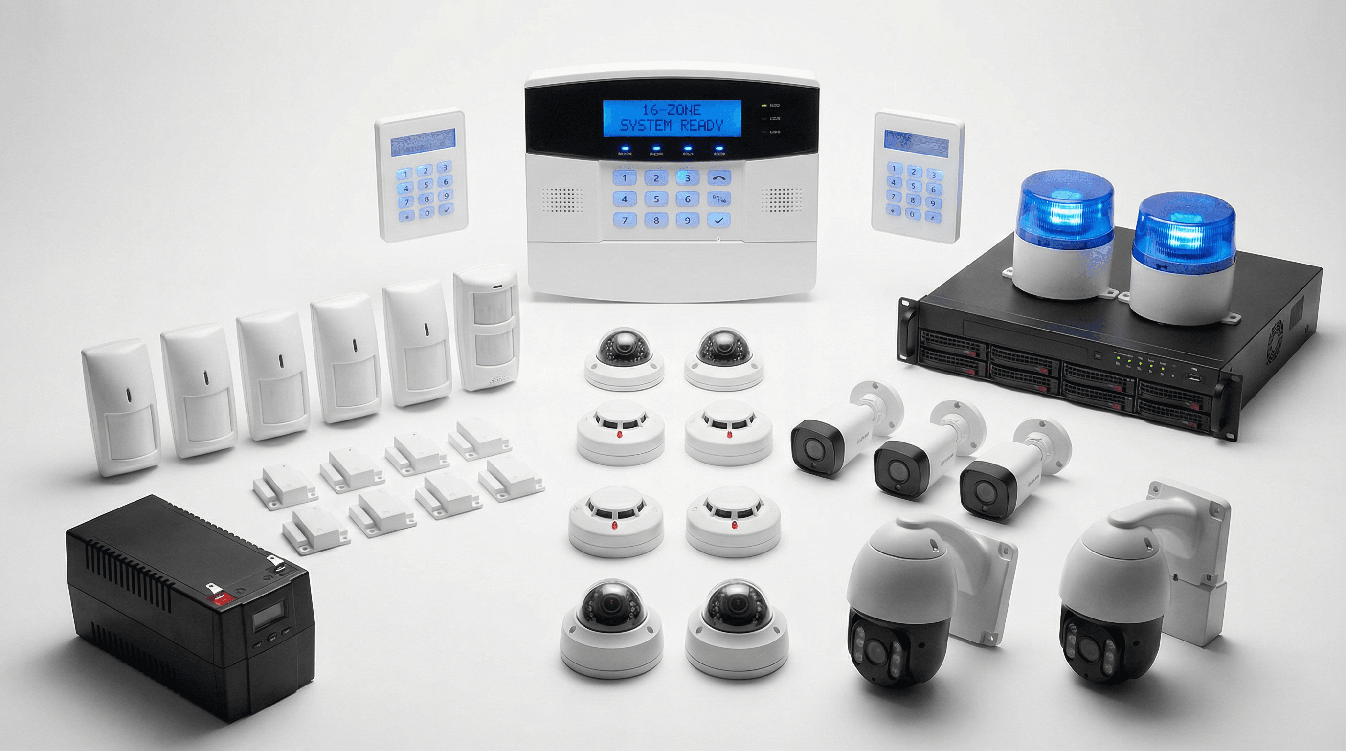 Small Office 16-Zone Grid Power Security System - Complete Intrusion ...