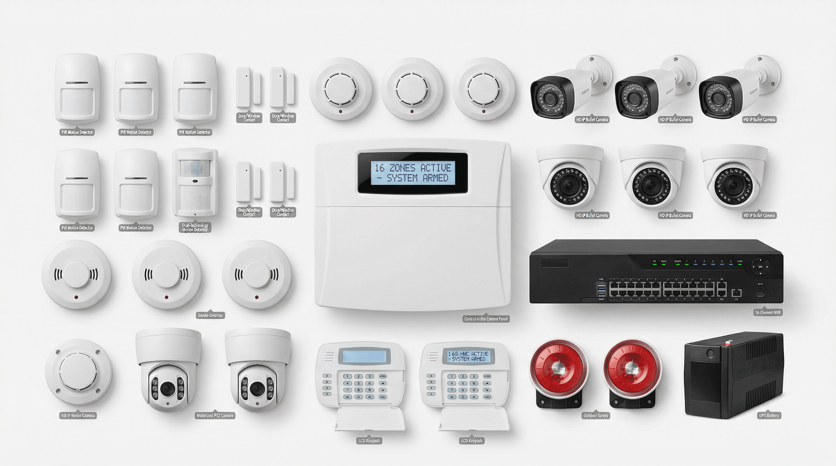 Small Office 16-Zone Grid Power - Complete Security & Surveillance ...